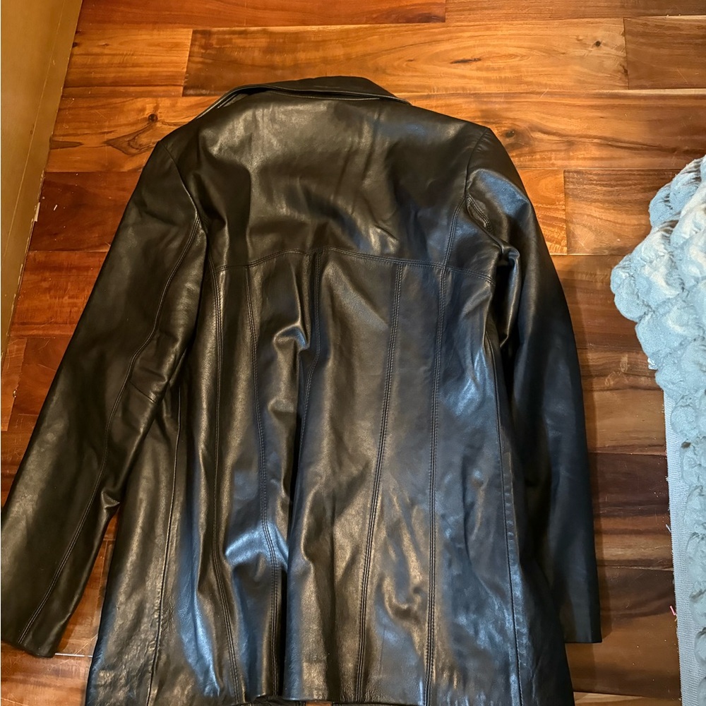 Euc 🖤 SIENA Genuine Leather Button Front‎ Coat – Women’s Small y2k - Picture 3 of 7